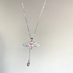 Crystal Heart Wings Pendant