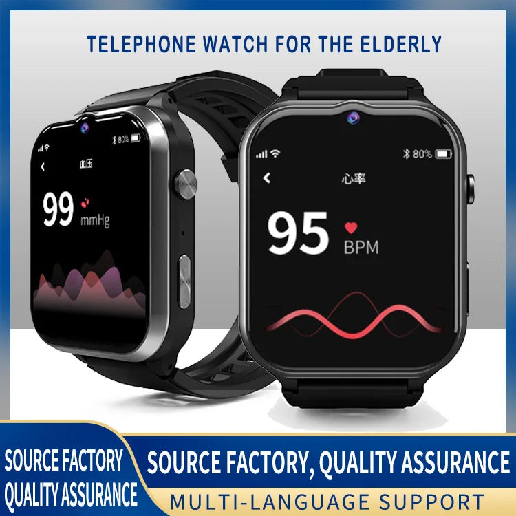 Elderly GPS Watch 4G Tracking Bracelet Health Temperature SOS Old People Locator Fall Alert Tracker Video Call Phone Wristwatch