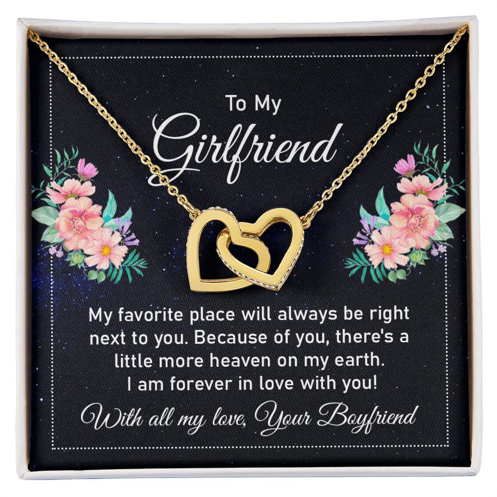 Interlocking Hearts Necklace - For Girlfriend My Favorite Place