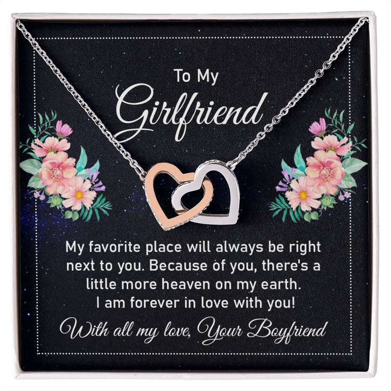 Interlocking Hearts Necklace - For Girlfriend My Favorite Place