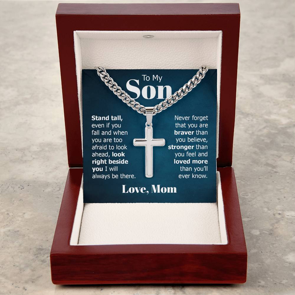 Artisan Cross Necklace - For Son From Mom