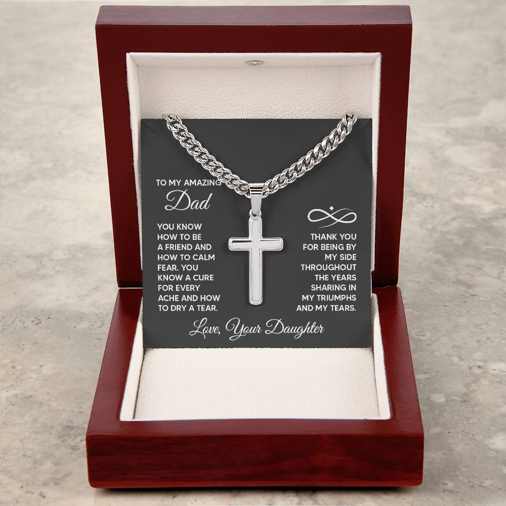 Artisan Cross Necklace - For Dad From Daughter