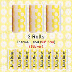 3 Rolls Thermal Paper Sticker Label