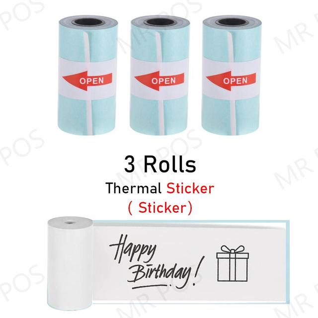 3Rolls Thermal Paper Adhesive Sticker Paper Label Paper Photo