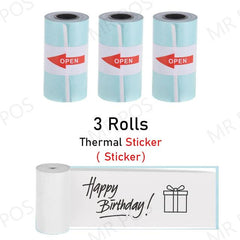 3 Rolls Thermal Paper Sticker Label