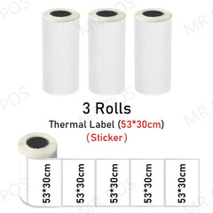 3 Rolls Thermal Paper Sticker Label